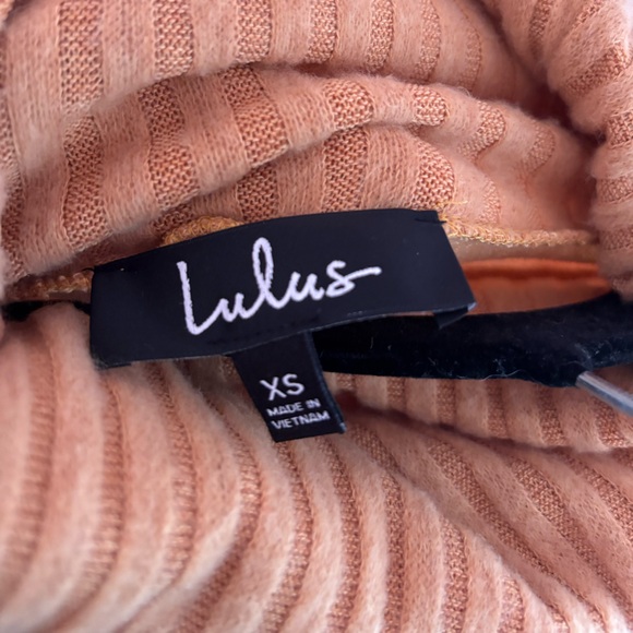 Lulus Autumn Daze Camel Cowl Neck Long Sleeve Sweater Dress Size XS - Picture 4 of 5